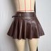 High-Waisted Pleated PU Leather Skirt Anti-Exposure Short Skirt Versatile Hot Girl Fashion_ecoleips.com