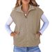 Women's Zip-Up Waffle Knit Sleeveless Oversized Vest With Pockets - Lightweight Layering Piece For Casual & Work Outfits (S-3XL, Multiple Colors)_ecoleips.com