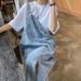 K Women's New Retro Loose Mid-Length Denim Strap Dress For Hip Hiding_ecoleips.com