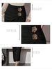 K New Rose Metal Buckle Decoration Pleated Bag Buttocks Slimming Women's Half Skirt_ecoleips.com