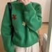 girl New Women's Floral Youthful Outerwear Sweater Korean Round Neck Autumn Lazy Style Knitted Top_ecoleips.com