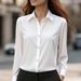2026shein Cross-border European American Independent Site Spring And Autumn Elegant Solid Color Satin Blouse For_ecoleips.com