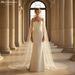 Manzhen Long Bridal Veil Ethereal Simple Wedding Dress V129 with Small Leaf Lace Trim for Women's Wedding Party Wear_ecoleips.com