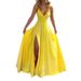 Women's Slim Fit Ruffle Dress Spring 2026 American Style Solid Color Sexy Slit Casual Summer Fashion Dress_ecoleips.com