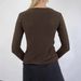 American Retro Style Solid Color V-neck Long-sleeve T-shirt For Women With Irregular Pleats, Slim Fit And_ecoleips.com
