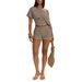Women's Summer Striped Casual Slim Fit Top And Shorts Set Off Shoulder Short Sleeve High Waisted_ecoleips.com