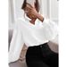 Spring Elegant Solid Color Lapels Long Sleeves Single Row Buttons Loose Blouse Shirt Women_ecoleips.com