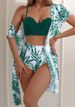 Maple Leaf Print High-Waisted Bikini Swimsuit Women's Slimming Mesh Jacket Triangle Top New_ecoleips.com