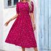 Real Shot In-stock Foreign Trade Cross-border 1688 Alibaba Floral Print Puff Sleeve European And American_ecoleips.com