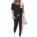 Women's Short Sleeve Top And Pants Set | Crewneck Casual Two-Piece Outfit | Summer Lounge Matching Co-ords_ecoleips.com