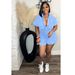 Women's Casual Jumpsuit With Washed Print, A-Line Ruffles, Deep V-Neck, And Waist Tie – Short Sleeve Romper – Black, Sky Blue_ecoleips.com