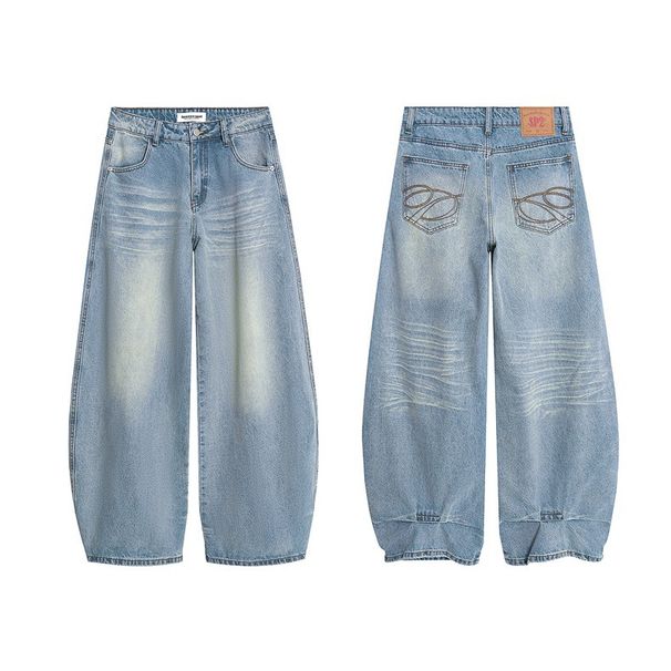Spring Autumn 2027 Fashion American Retro Jeans Women Cotton High Waist Embroidery Wide Leg Washed Denim Pants XS-4XL_ecoleips.com