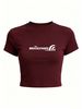 Women's Slim Crop Top, Simple Plain Design Versatile Daily Summer Outfit_ecoleips.com