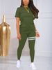 Women's round Neck Long Sleeve Two Piece Suit Summer Style Top And Trousers Set European And American Cross Border Spot Supply_ecoleips.com