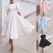 New Spring Summer Solid Color Slim Fit Women's Dress Fashion Sexy Hem Short Sleeve Midi Skirt_ecoleips.com