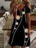 Women's Strapless Lace Bat Sleeve Dress, Print Skirt 2024_ecoleips.com