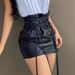Women's Sexy High Waist Leather Skirt With Straps Style For Autumn Winter Outer Wear Half Length Hip Skirt_ecoleips.com