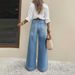 Vintage High-Waisted Wide-Leg Jeans For Women – Retro Stretch Denim Pants With Flowy Hem, Comfortable & Stylish (Light Blue Wash, Dark Blue, Blue)_ecoleips.com