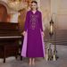 Middle Eastern Arab Muslim Purple Embroidered Robe Party Dubai Dress Abaya_ecoleips.com