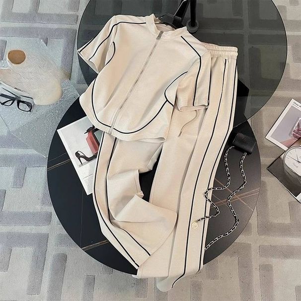 Women's Clothing Street Sportswear Suits For Women Summer New Style Stylish Age Reducing Casual Wide Leg Pants Two Piece Suit_ecoleips.com