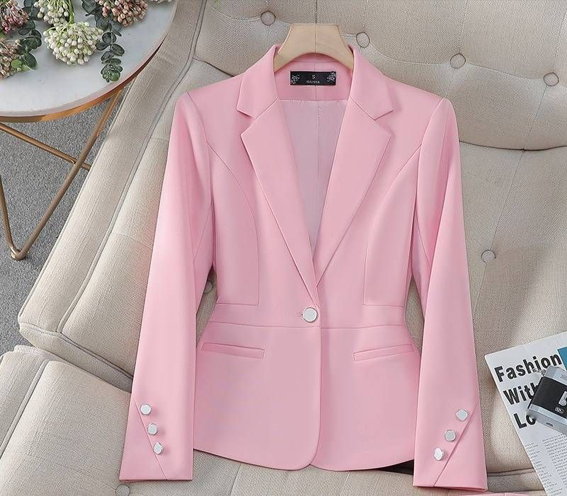 Elegant Women's Pink Blazer & Pants Suit – Professional Office Wear With Modern Style_ecoleips.com