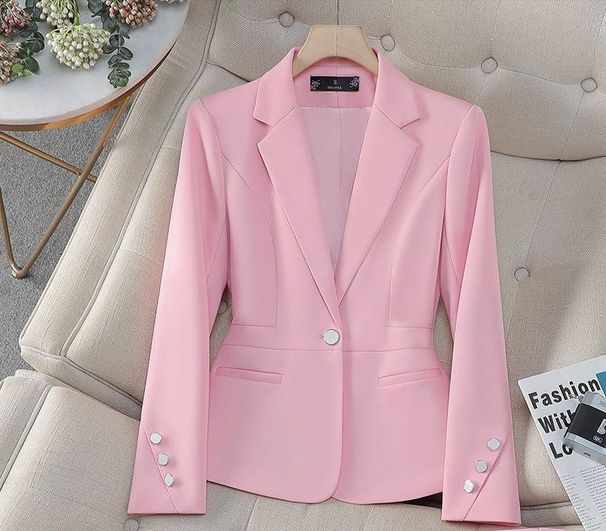 Elegant Women's Pink Blazer & Pants Suit – Professional Office Wear With Modern Style_ecoleips.com
