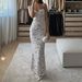 Elegant Lace Mesh Slip Maxi Dress - Sheer Layered Design, High-Low Hem, Polyester Stretch (S/M/L, White)_ecoleips.com