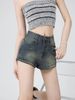 American Retro Denim Shorts Women's Summer New Wear High Waist Tight Elastic A Word Super Short Hot Pants_ecoleips.com