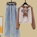 Women's Clothing Raglan Contrast Hooded Sweatshirt Top With Loose Slim Wide Leg Mopping Pants_ecoleips.com