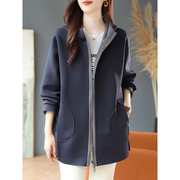 Reversible Hooded Zip Jacket For Women – Oversized Long Sleeve Coat (Dual-Tone, Polyester, Casual To Office, M/L, Blue-Green & Sage)_ecoleips.com