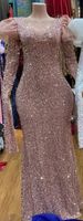 Women's Clothing Plus Size Clothes"Elegant Long Sequined Wool Dress For Women - Slim Fit Plus Size V-Neck Party Wear_ecoleips.com