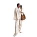 Modern Linen Shirt Set – Mandarin Collar & Frog Buttons With Relaxed Wide-Leg Pants (Ivory, S-Xxl) Frog Button Closure_ecoleips.com