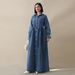 Voya Women's Oversized Dress - Cotton Denim Maxi Dress With Puff Sleeves & Button Front - Vintage French Chic, Casual Resort Wear For Spring Summer_ecoleips.com