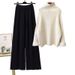 Women's Winter Knit Set – Turtleneck Sweater & Wide Leg Pants (2-Piece Outfit)_ecoleips.com