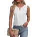 Cross-border European And American Women's Clothing 2025 Summer New Pleated T-shirt V-neck Hollow Sleeveless_ecoleips.com