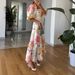 Women's European American Style Fashion Dress Large Swing One-Line Print Bubble Short Sleeve_ecoleips.com
