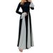 2026 Spring New Women's Clothing: Cross-Border European And American Dress, Elegant Bell-Sleeve Contrast Color_ecoleips.com