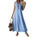 Elegant V-Neck Sleeveless Maxi Dress For Women - A-Line Flowy Long Dress In Solid Colors (Black, Khaki, Wine, Sky Blue, Beige)_ecoleips.com