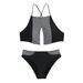 Aria Basics European And American Two-piece Bikini Triangle Swimsuit With Cross Shoulder Straps, Solid Color Swimsuit, Sports_ecoleips.com