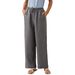 Women's Clothing Women's Comfortable Linen Straight Leg Pants Spring Elastic Waist Artistic Style Solid Color Versatile Casual Bottoms_ecoleips.com