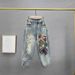 Women's Clothing Women's Baggy Jeans Women's New Elastic Waist High Waist Loose Slim Print Daddy Pants_ecoleips.com
