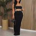 Women's Clothing Sexy Tube Top And Suspender Hollow Long Dress Suit New Fashion Belly Revealing Slim Suit_ecoleips.com