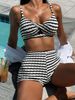 Women's Clothing Women's Two Piece Swimsuit Black White Color Block Sexy Bikini Europe America For Formal & Casual For Women_ecoleips.com