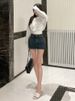 K Comes With A Full Crotch Cushion, Half Body Short Skirt, Women's Fashionable Pattern, Slim Fit, Leg Length, High Waist Denim Short Skirt_ecoleips.com