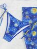 Van Gogh Starry Night Print Halter Triangle Bikini Set Women's Adjustable Ties Beach Swimwear for Tropical Vacations_ecoleips.com