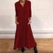 Autumn/Winter New V-Neck Long-Sleeve Dress For Women Long-sleeved Shirt Dress Is Versatile And Suitable For Various Occasions_ecoleips.com