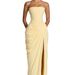 Women's Off The Shoulder Strapless Evening Dress Solid Color Slit Backless Fashionable Sexy_ecoleips.com