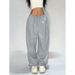 Women's Clothing Loose Straight Leg Pants - 90s Retro Wide Leg Joggers, Polyester Workwear Pants With Pockets, S-XXL (Ash Grey/Charcoal/Black)_ecoleips.com