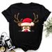 New European American Style Women's T-shirt With Christmas Tree And Santa Claus Motifs, Plus-size Trendy Short-sleeve_ecoleips.com