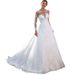 Women's Clothing new main wedding dress bride long tail retro sexy thin V neck long sleeve dress_ecoleips.com